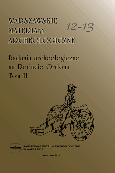Okładka dwunastego - trzynastego tomu Warszawskich Materiałów Archeologicznych poświęconych badaniom archeologicznym przeprowadzonym na Reducie Ordona - tom 2. Można ją tu pobrać w formacie pdf